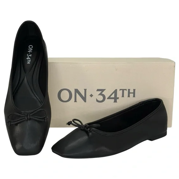 On 34th Naomie Black Faux Leather Womens Flats Size 5M - Picture 10 of 10